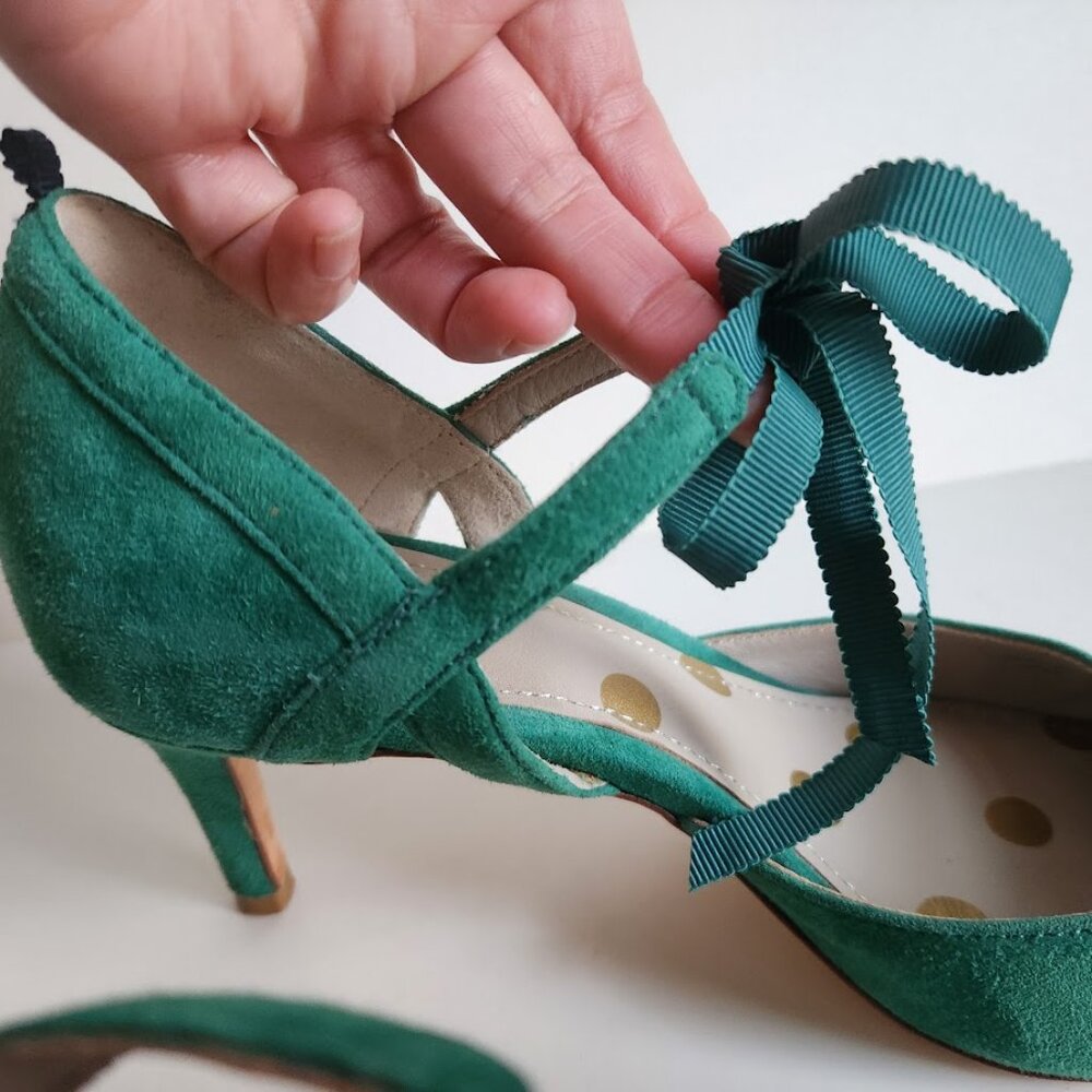 Boden Women's Jade Suede Leather Lavinia Ribbon Court Shoes Mid Heels Sz:37 - Picture 9 of 14